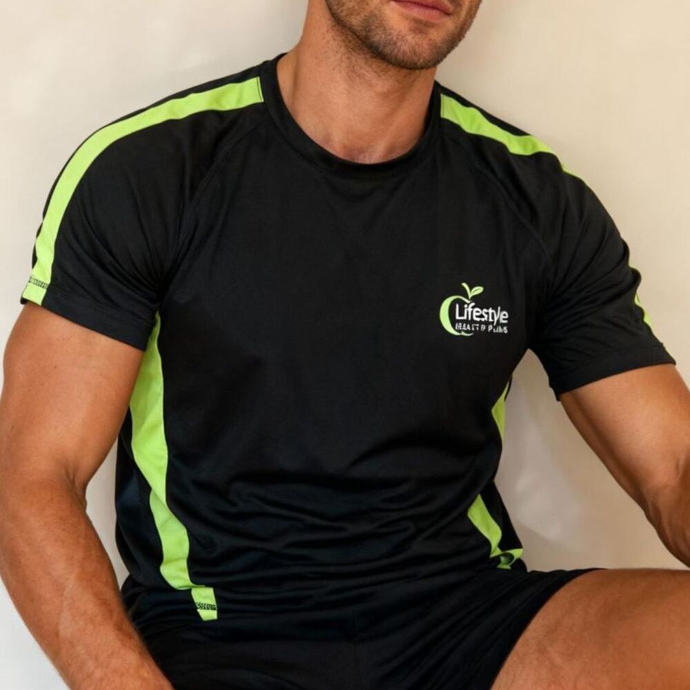 Mens Biking Athletic Short Sleeve Shirt by Lifestyle Health Plans sz Large
